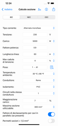 Calcoli Elettrici - Calcolo sezione