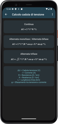 Calcoli Elettrici - Calcolo caduta di tensione