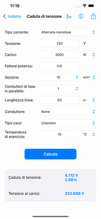 Calcoli Elettrici - Caduta di tensione