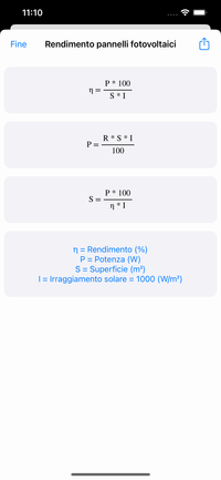 Calcoli Fotovoltaici - formulario