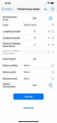 Calcoli Illuminotecnici - calcolo flusso totale