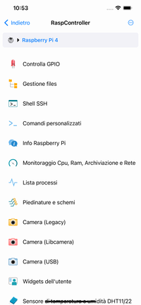 Rasp Controller - lista funzioni